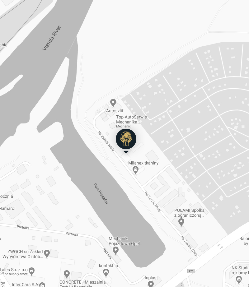 Mapa okolicy biura przy ul. Na Zakolu Wisły 12C